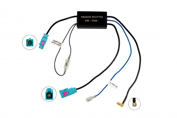 ANTENNE SPLITTER DAB/DAB+ TIL PHANTOM ANTENNER FAKRA TIL FAKRA/SMB