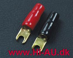 GAFFELTERMINAL 10 MM², 4,2MMØ RØD & SORT, 4 STK.