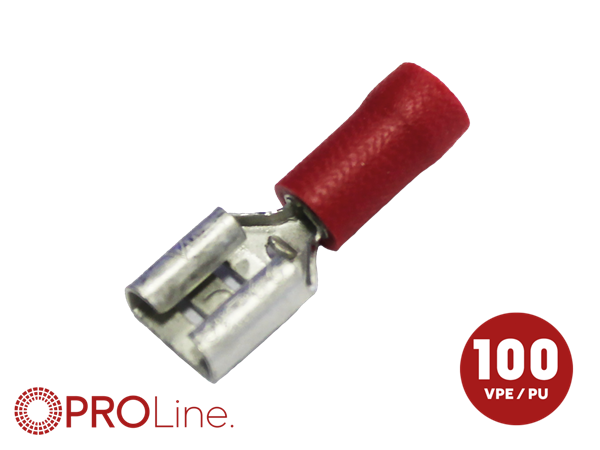 KABELSKO 6,3MM RØD HUN 0,5-1,5MM² 100 STK