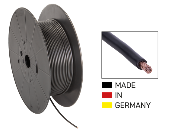 STRØMKABEL 4MM2 SORT OFC 100 METER RULLE