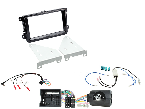KOMPLET MONT. KIT VW 2015 > MED 2 FAKRA ANTENNER. PIANO SORT MED MIKROFONHUL