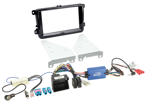 KOMPLET MONT. KIT SEAT/SKODA/VW 2003 > MED 2 FAKRA ANTENNER. PIANO SORT MED MIKROFONHUL
