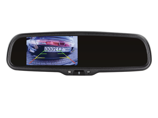 4,3" UNIVERSAL SPEJL MONITOR MED 2 VIDEO INDGANGE (BT TALE/STREAMING TIL LINE OUT)