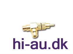 1 HAN til 2 HUN stik, vinklet, guldbelagte