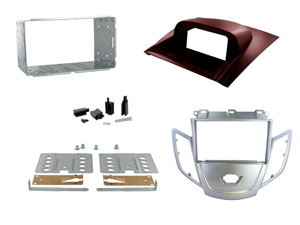 RADIORAMME FORD FIESTA 2008>,SØLV + RØD DISPLAY COVER