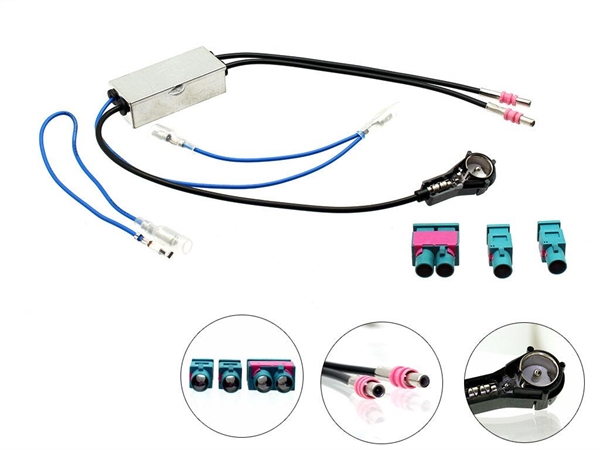 STANDART DOBBEL(2) FAKRA (HAN) TIL ISO (HAN) KIT 12V PHANTOM ADAPTER