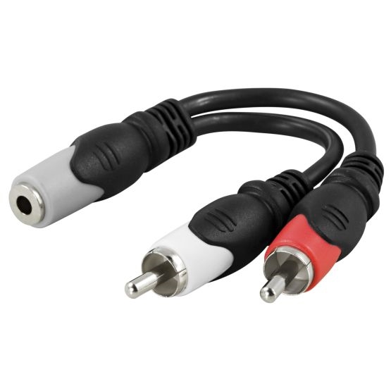 ADAPTER 3,5MM MINI JACK HUN TIL 2 X RCA HAN 0,5M