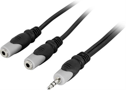 Y-KABEL 3,5MM MINI JACK TIL 2 X MINI JACK 0,5M