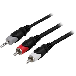 Lydkabel, 3,5mm han - 2xRCA han 10m, sort
