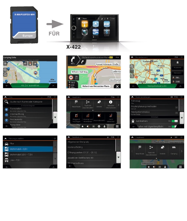 XZENT MicroSD MED CAMPER NAGATIONS SOFTWARE OG 1 ÅRS UPDATE TIL X-422